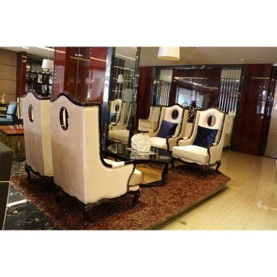 Luxury Hotel Lobby Design Sofa Chair with Wooden Armrest