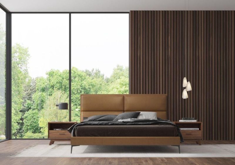 Modern Hot Sale Bedroom Home Furniture King Bed Upholstered Leather Bed Gc1836