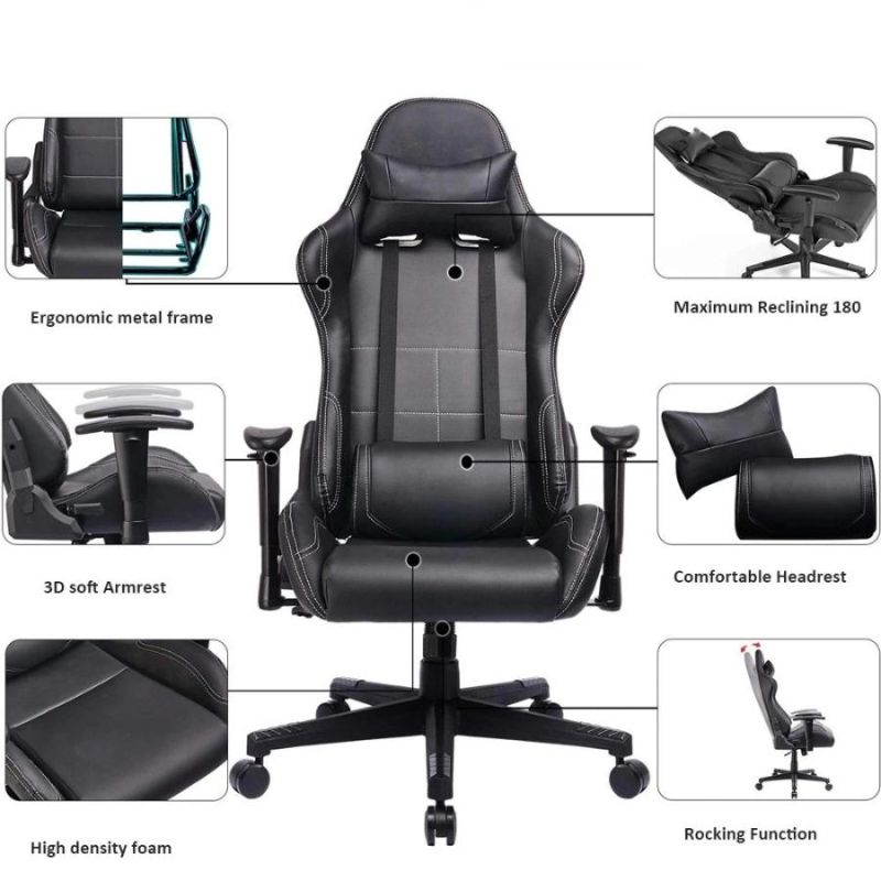 Metal Base Reclining Swivel Gaming Chair with Wheels