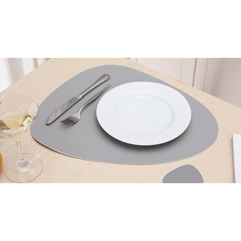 Leather Desk Placemat Pad PU Round Large Mouse Plate Eating Food Heat Resistant Trivet Coasters Place Custom Coaster Table Mat