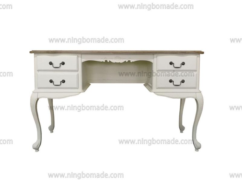 Nordic Louis Style Household Furniture Natural Top and Louis White Down Dresser Table