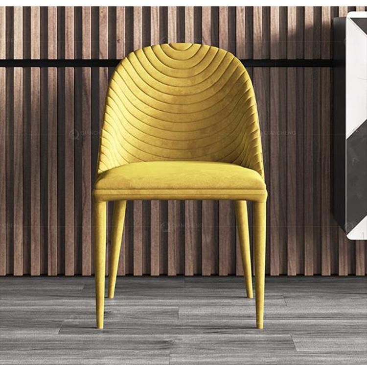 Hotel Design Living Room Yellow Velvet Fabric Dining Chairs