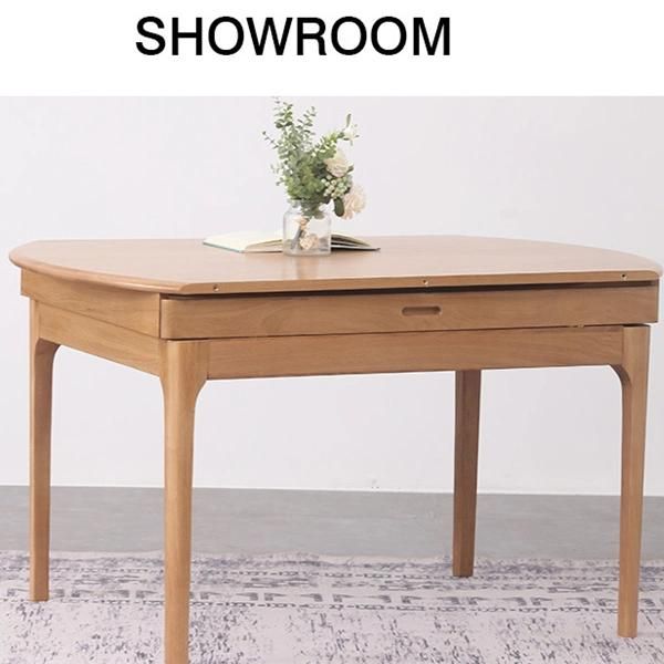 Dining Room Foldable Solid Wood Stretch Round Dining Table