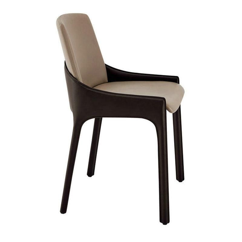 Home Furniture Set Metal Base Black Armrest Leather Dining Chairs