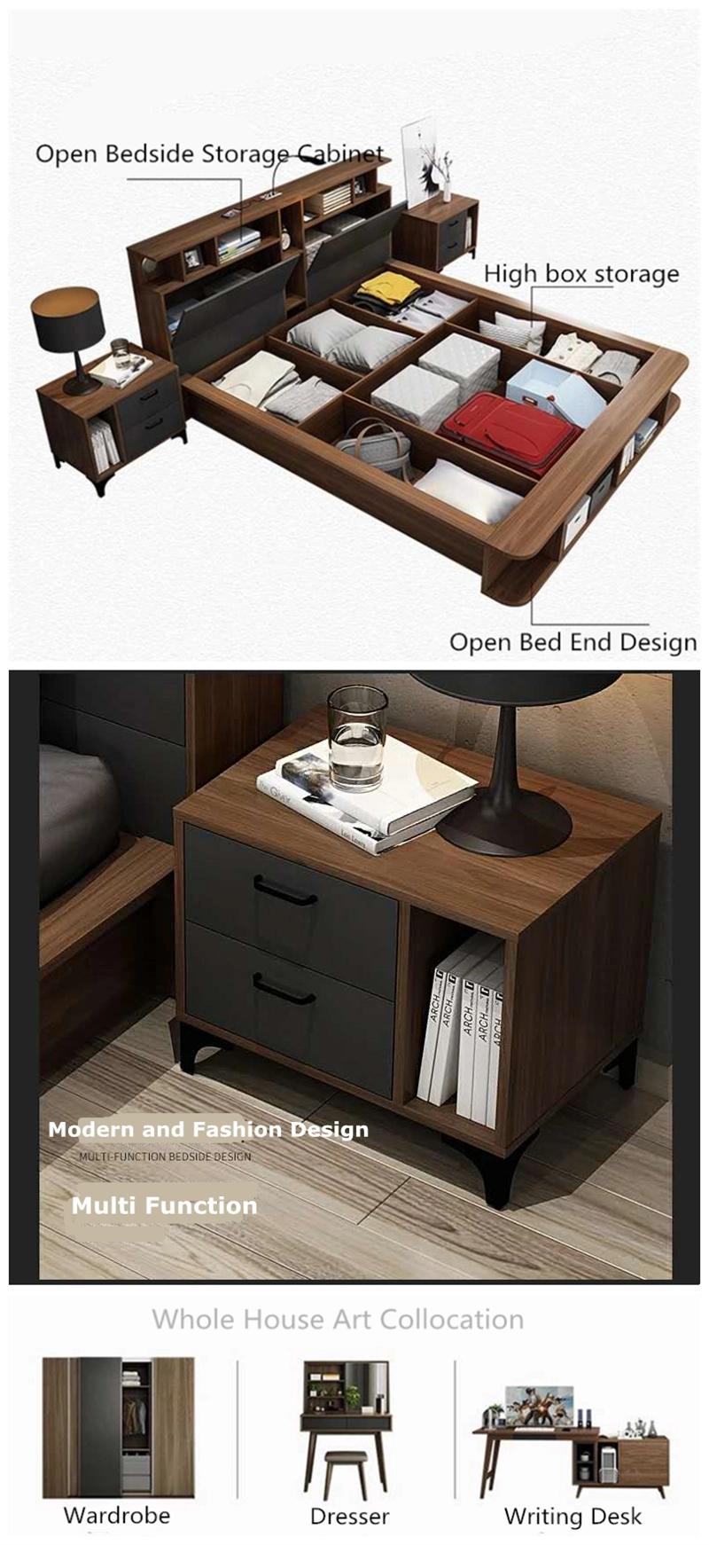 Two Lay Leather Bedroom Set Furniture Bed with Low Price