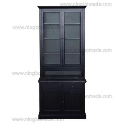 Classic Contemporary Interiors Furniture White/Black Poplar Wood 3 Glass Doors Cupboard Base Cabinet