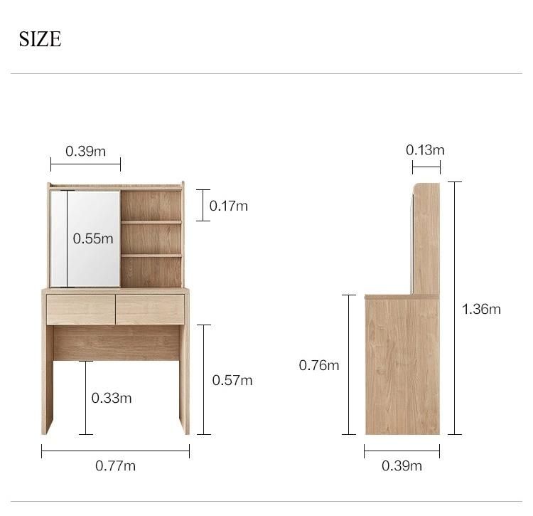 Simple Design Dressing Table with Stool and Mirror Customized Factory Supply