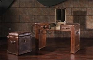 Classic Wooden Dressing Table with Mirror and Stool