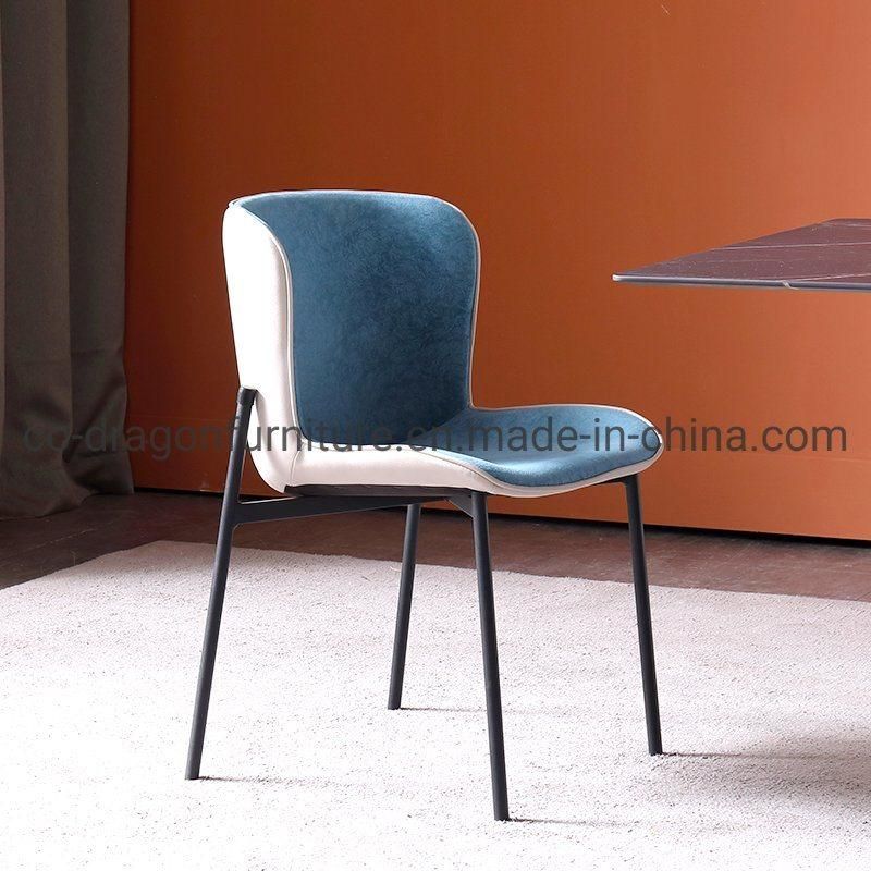 Modern Luxury Home Furniture Leather Metal Legs Dining Chair Set