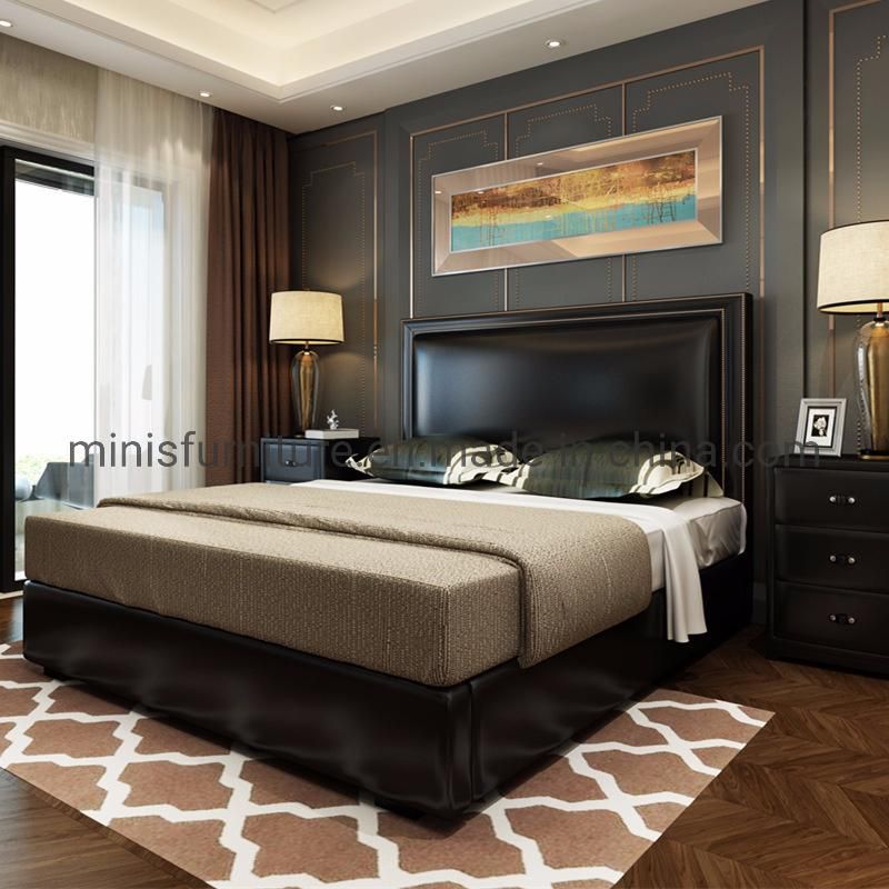 (MN-MB89) Factory Wholesale Price Home/Hotel Bedroom Furniture King Queen Size Leather Bed