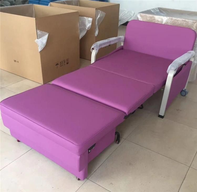 Bt-Cn015 Hospital Furniture Patient Attendant Chair Medical Accompany Chair Bed with Leather Cover Armrest Price