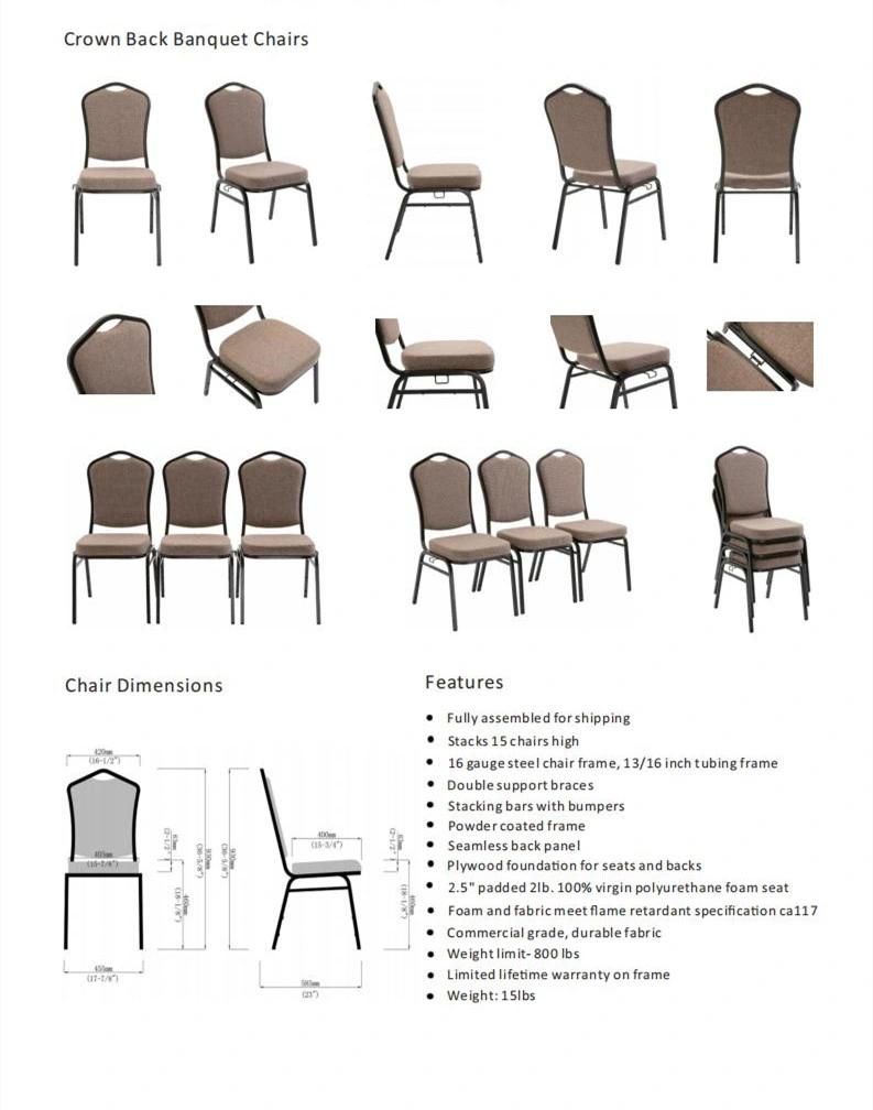 Professional Manufacturer of Burgundy Fleck Fabric and Gold Frame Crown Metal Steel Dining Banquet Chair (ZG10-003)