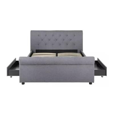 Modern Leather Single Double Size Fabric Bed with Latest Storage Bed Furniture