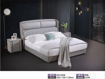 Popular Fashionable Bedroom Furniture Upholstered King Size Leather Double Wall Bed