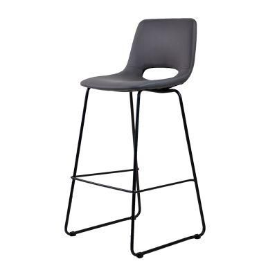 Hotel High End Luxury Cafe Furniture Metal Legs Synthetic Leather PU High Bar Stool Chairs