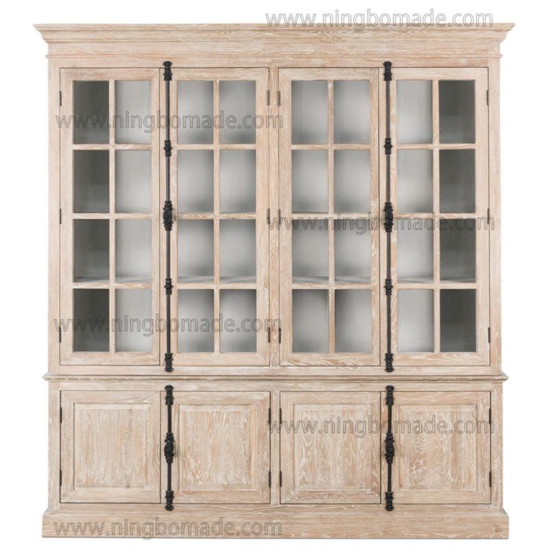 Classic French Casement Furniture Weather Grey White Oak Library Cabinet