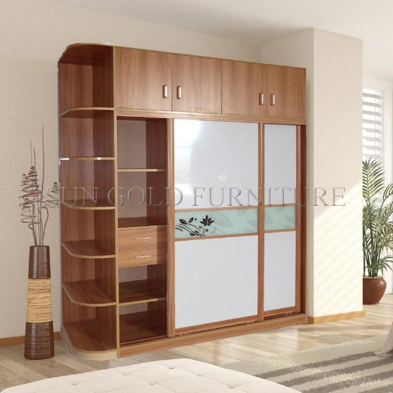 White High Gloss Living Room Furniture Long Handle Wooden Swing Door Wardrobe