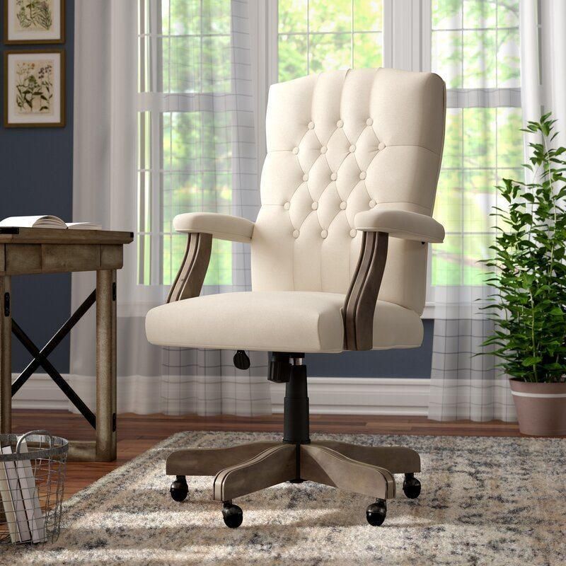 High Grade White Leather Adjustable Executive Office Chair with Armrest