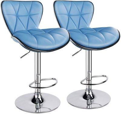 Premium Luxury High Quality Bar Stool Bar Chair Leather Chair Swivel Height Adjustment Blue