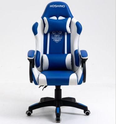 Blue White Gaming Chair with Linkage Arm