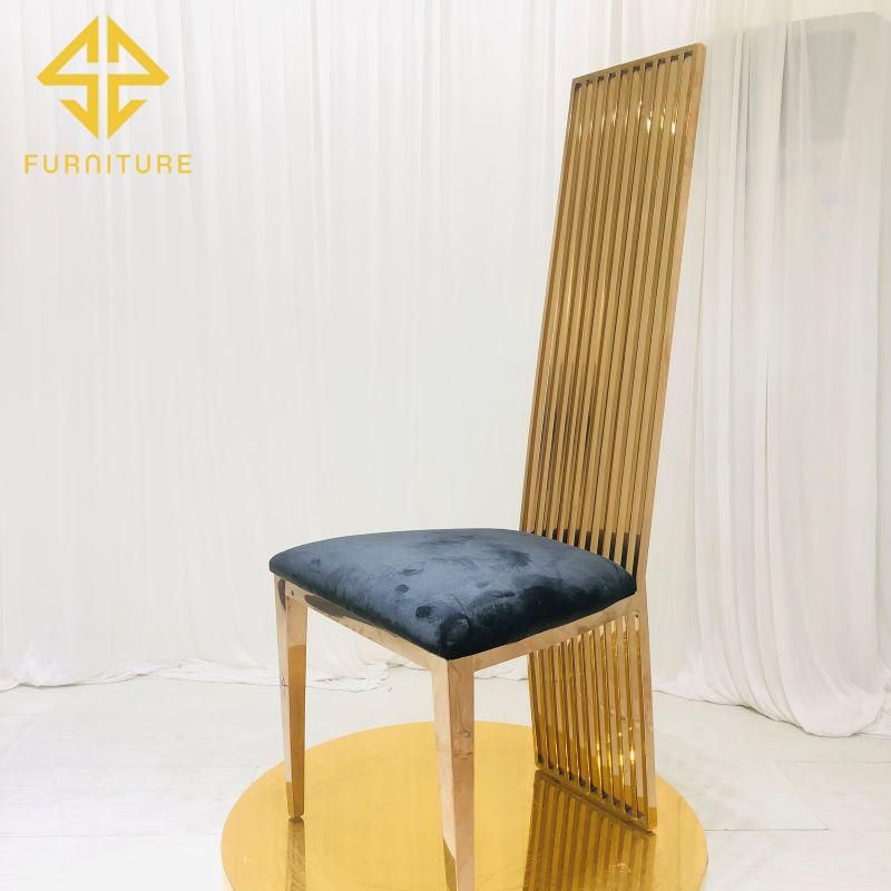New Model Luxury Stainless Steel High Back Dining Chair with PU Leather Seat