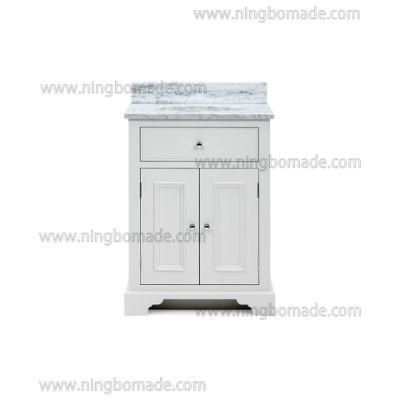 Understated Natural Timbers Furniture White Birch Base Artifical Marble Top Single Basin Bathroom Cabinet