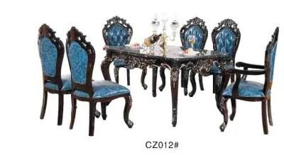European Dining Room Furniture Marble Wooden Table and Leather Chair