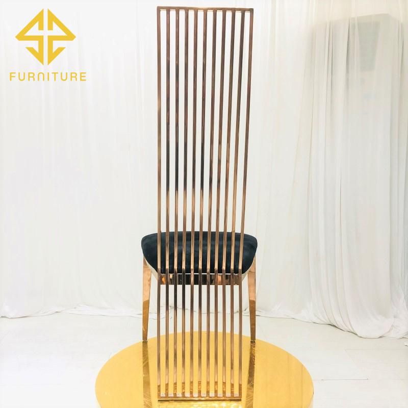 New Model Luxury Stainless Steel High Back Dining Chair with PU Leather Seat