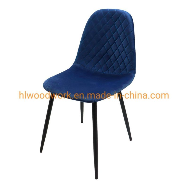 Hot Selling Italian Restaurant Vevelt Leather Luxury Modern Silla Comedor Cafe Chair Dining Room Set Dining Chair New Blue Velvet Metal Leg Dining Chairs