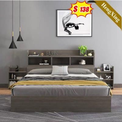 Modern Bedroom Furniture King Size Solid Wood Leather Bed