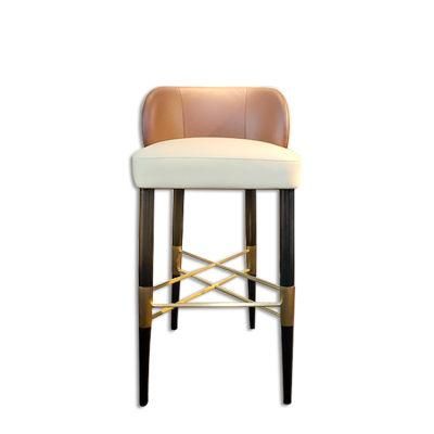 High Quality Modern High Legs Leather Frame Wood Bar Stool Chair Kitchen Bar Chair for Sale