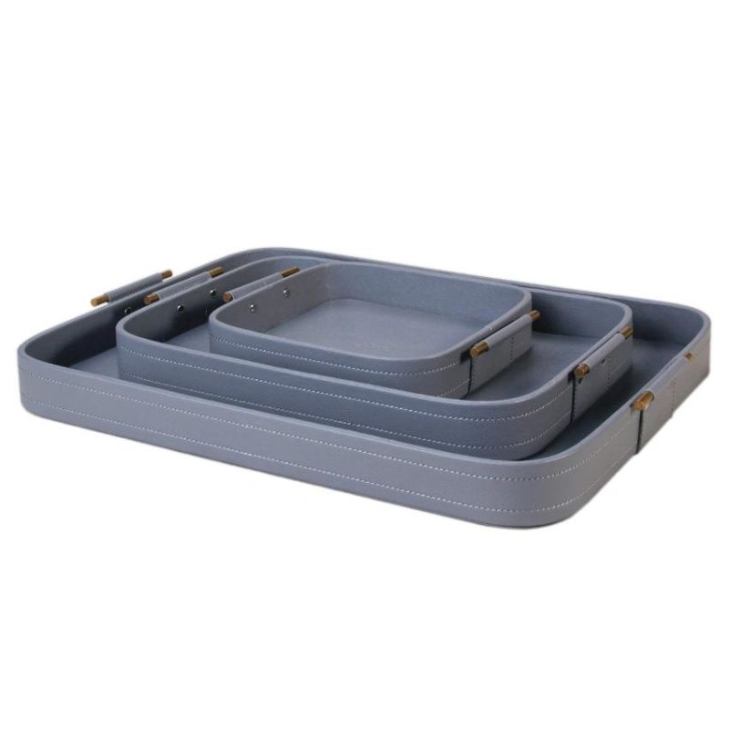 Leather Tray Metal Tray Desktop Storage Box Jewelry Cosmetics Storage Tray Leather Tray