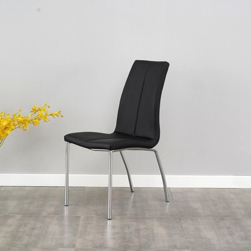 Nordic Dining Room Furniture Elegant Leather Chairs Walnut Veneer Rectangular Dining Table Set