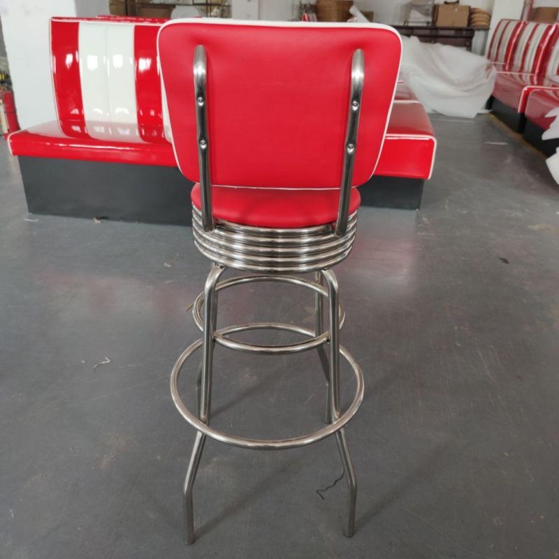 (SP-BS423) Retro 1950 American Style PU Leather Metal Frame Restaurant Dining Bar Stool Chair