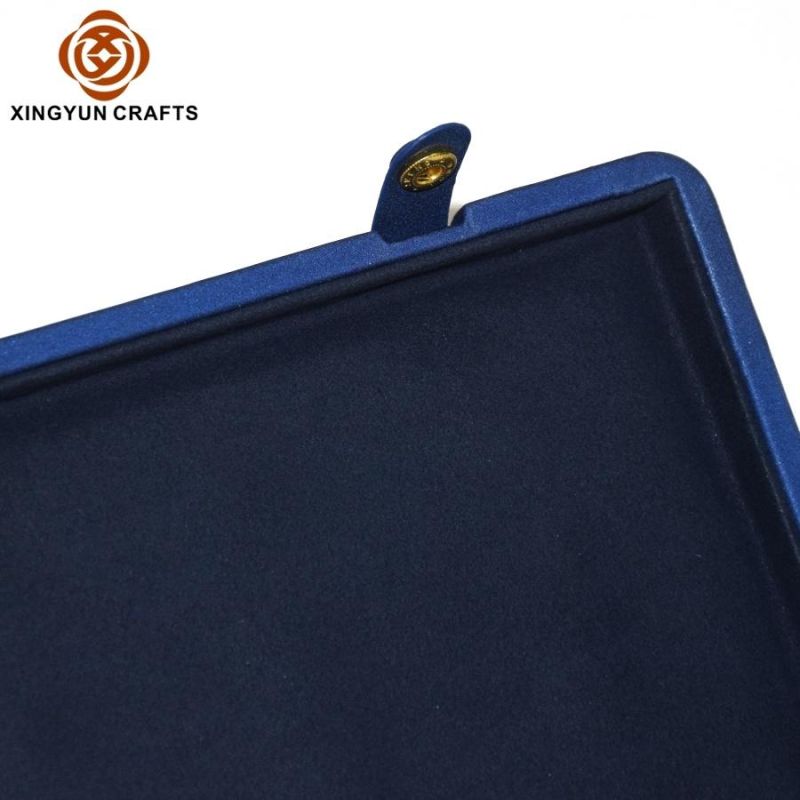 Wholesale Navy Blue PU Leather Jewelry Storage Box Luxury Gift Ring Packaging Box Exhibition Showcase Display Box