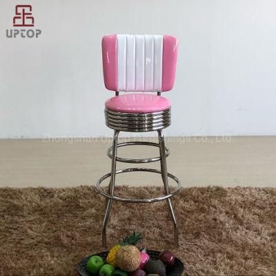 (SP-BS423) High Quality Leather Retro Diner Furniture Bar Stool Chair