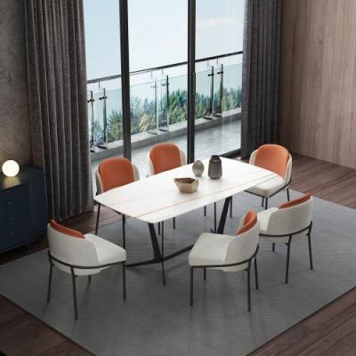 Wholesale Modern Restaurant Dining Room Furniture Stainless Steel Marble Table Dining Set