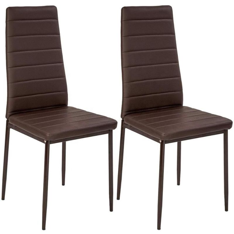 Factory Direct Wholesale Dining Room Furniture Metal Legs PU PVC Leather Upholstered Dining Chairs