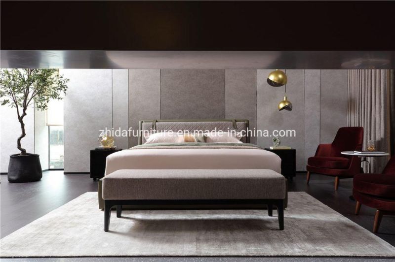 Bedroom Furniture Upholstered King Size Microfiber Bed with Storage