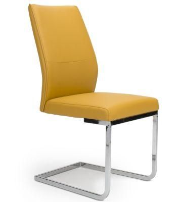 Yellow Leather Contemporary Style Dining Chair Living Room Chair