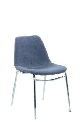 Grey Fabric Chrome Legs Dining Chair