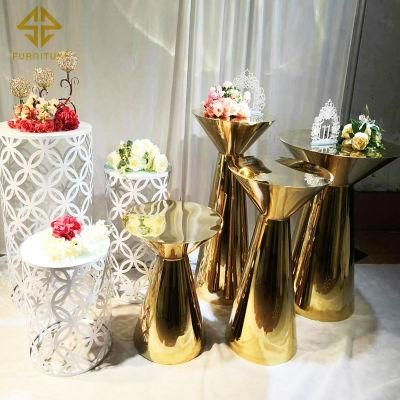 Romantic Pedestal Pink Party Decorative Display Stand /Metal Floor Cylinder Plinths for Cake