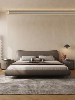 Italian Minimalist Leather Bed Small Apartment Double Bed 1.8 Meters Simple Modern Master Bedroom