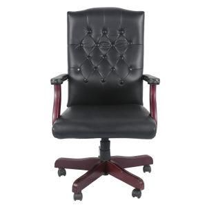 Traditional High Back Office Chair with Wooden Frame and Vinyl Upholstered in Different Color