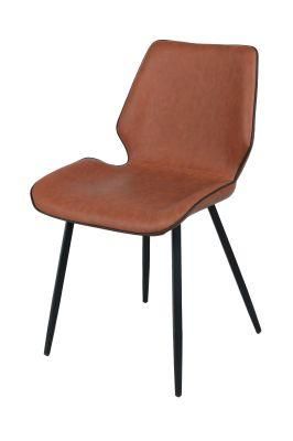 PU Seat Back Dining Chair with Coated Steel Tube Leg