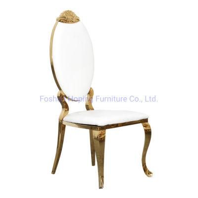 Golden High Back Metal Hotel Home Wedding Chair Modern Design Cheap Home Furniture PU Leather Dining Room Chairs
