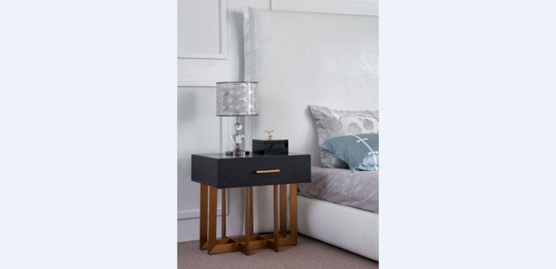 Wholesale 2020 New Modern Design Upholstered Bed with Night Stand