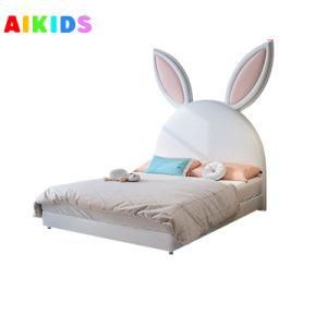 Rabbit Design Bed Girl Princess Leather Bed Modern Minimalist Nordic Guardrail Slide Single Bed