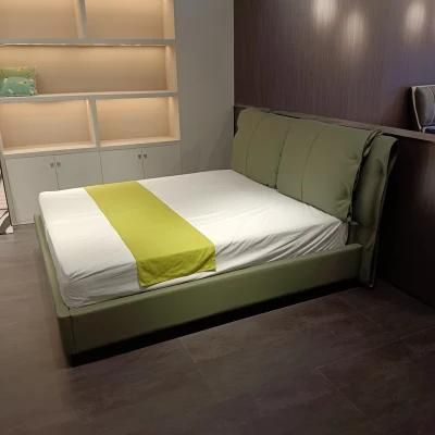 Latest Design Modern Green Color High Density Foam Bedroom Furniture Set King Size Queen Bed