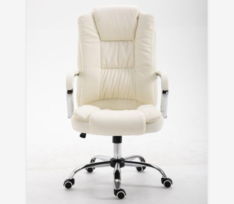 Fixed Armrest Black Leather Office Task Seating Chair with High Back